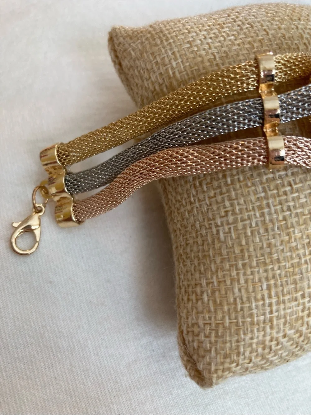 Three Tone Vintage Statement Mesh Bracelet